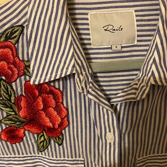 Rails striped/floral button down top - Picture 8 of 9